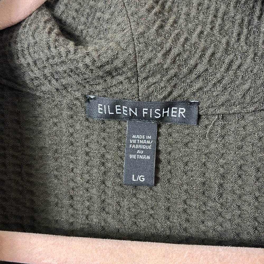Eileen Fisher Cotton / Tencel Stretch Basket Shawel Collar Cardigan sz Large - Picture 3 of 8